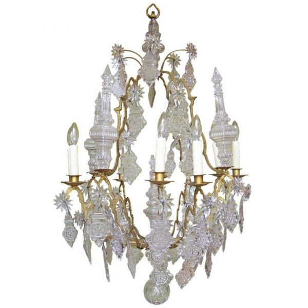 David Skinner Antiques 18th Century Venetian Rococo Crystal and Bronze Chandelier