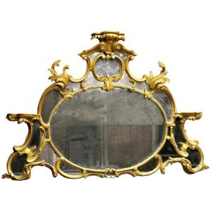 Savannah Galleries 18th Century English Chippendale Giltwood Overmantle Mirror