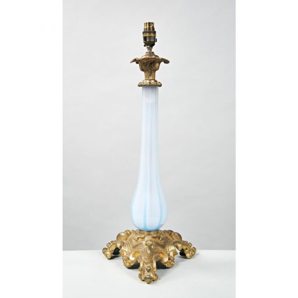 Westenholz Antiques Blue Opaline Lamp, Circa 1840