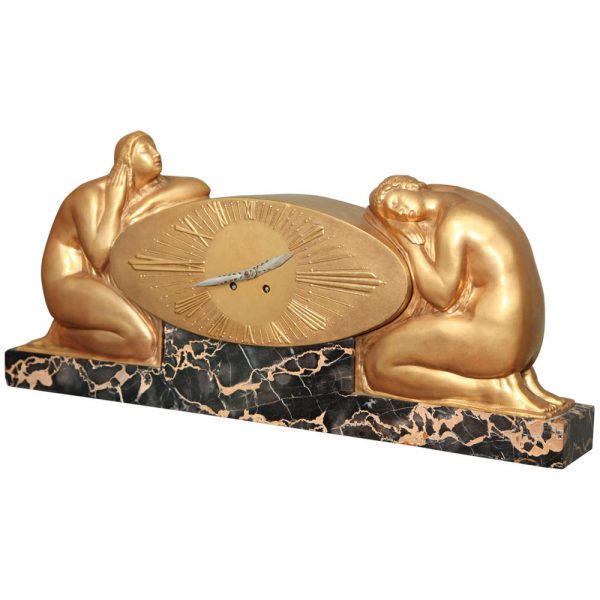 Paul Stamati Gallery French Art Deco Mantle Clock by Raoul-Eugene Lamourdedieu