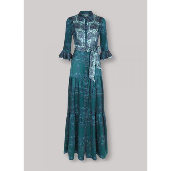 Beulah London Nalini Peacock & Emerald Long Dress