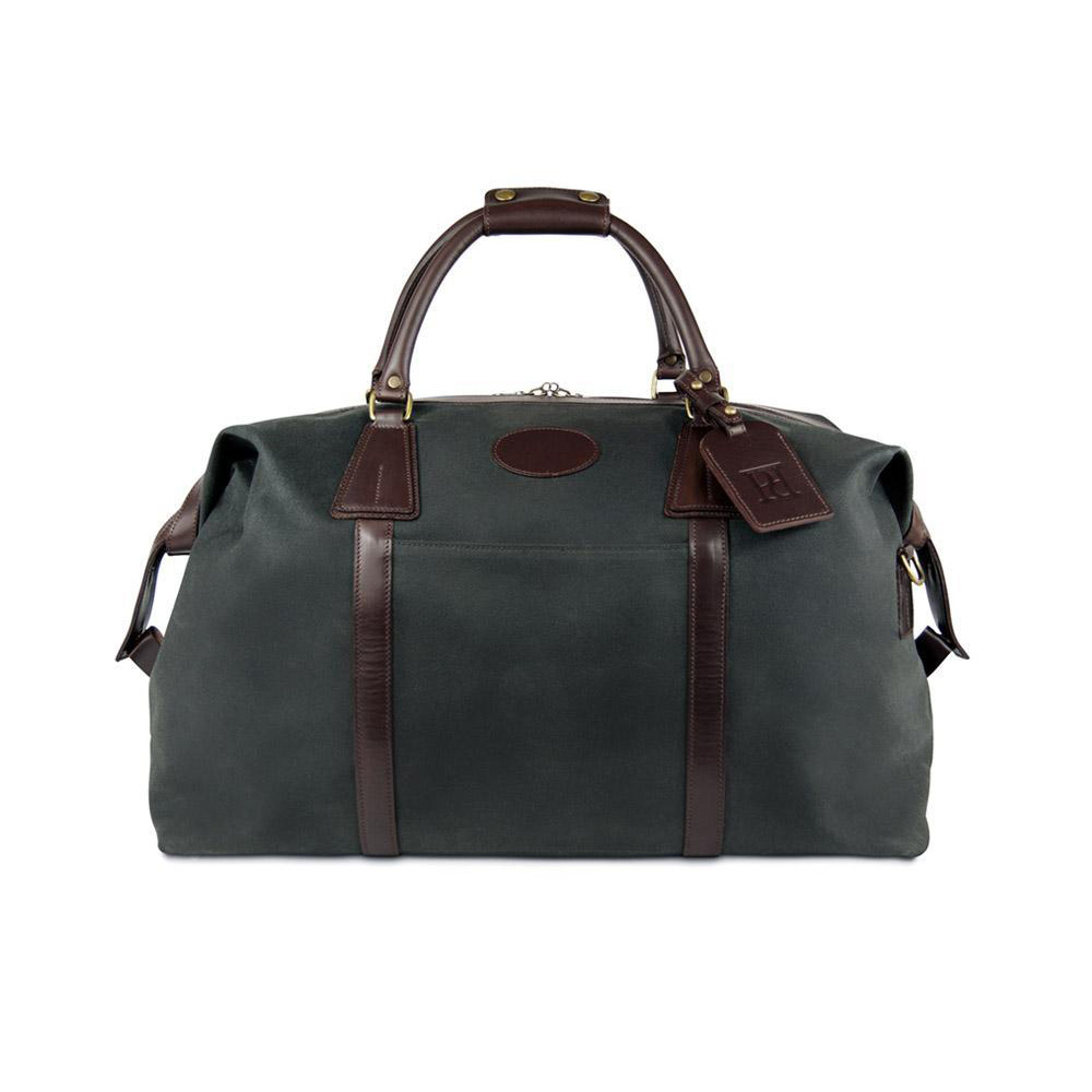 green canvas holdall