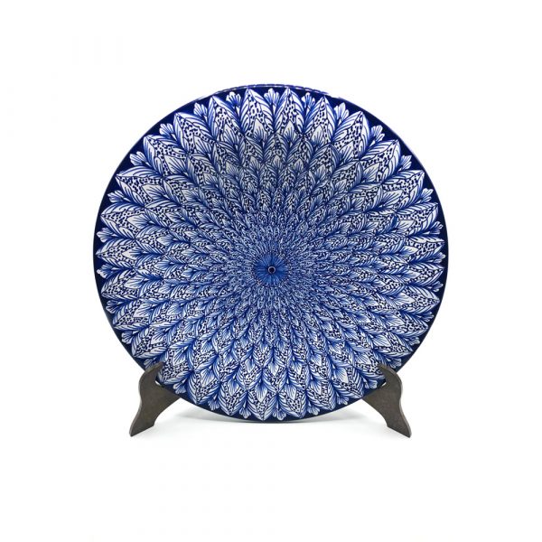 Flake’s Hand Painted Blue Peacock Plate