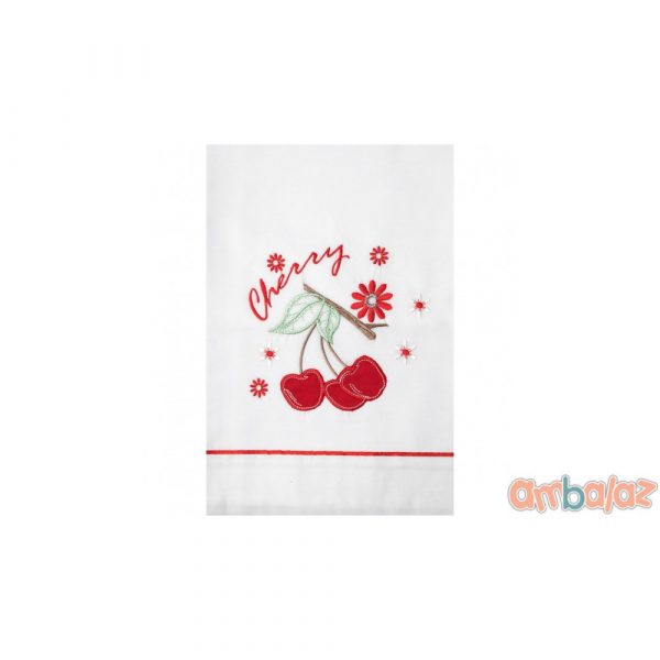 Ambalaz Oilcloth White Red Cherries
