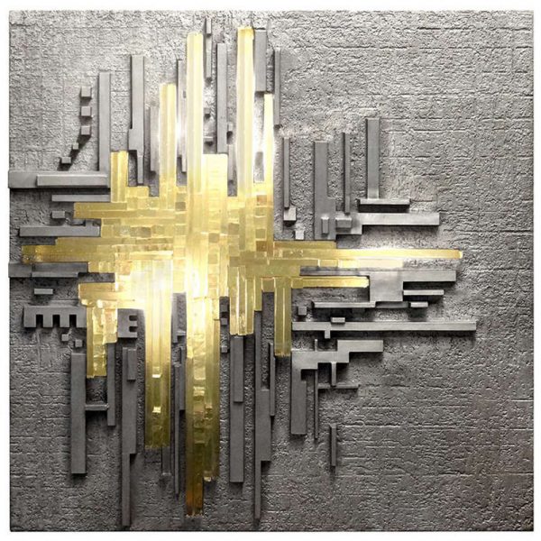 Craig Van Den Brulle Cast Aluminum And Glass Illuminated Wall Sculpture By Poliarte