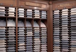 Rows of Turnbull & Asser shirts at their shop in london